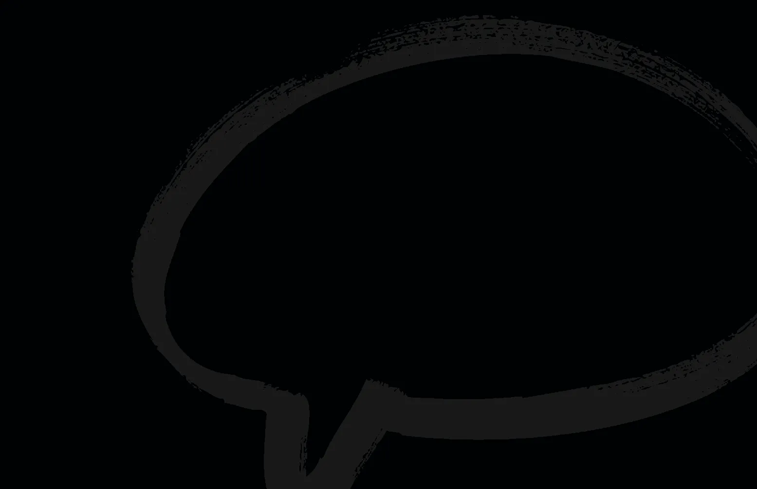 black background with grey word bubble