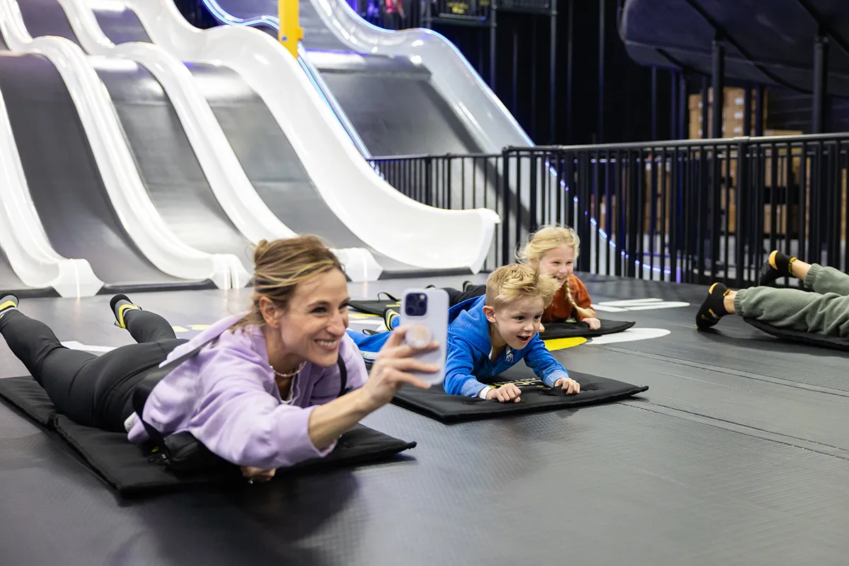 family going down fast lane slide